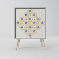 SIDEBOARD PATTERNED PRISM, Grau, 57,5x42x77,5 cm, Schräge Buchenholzfüße - Buchefarben/Multicolor, Holzwerkstoff/Buchenholz (57.5/77.5/42cm) - SpaceRebels