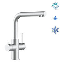 5-WEGE-KÜCHENARMATUR, Edelstahl Massiv aus Chirurgenstahl, Gebürstet, 560° schwenkbar / Kurze Variante - Edelstahlfarben, Metall (22.5/29.5/22.5cm) - VIZIO