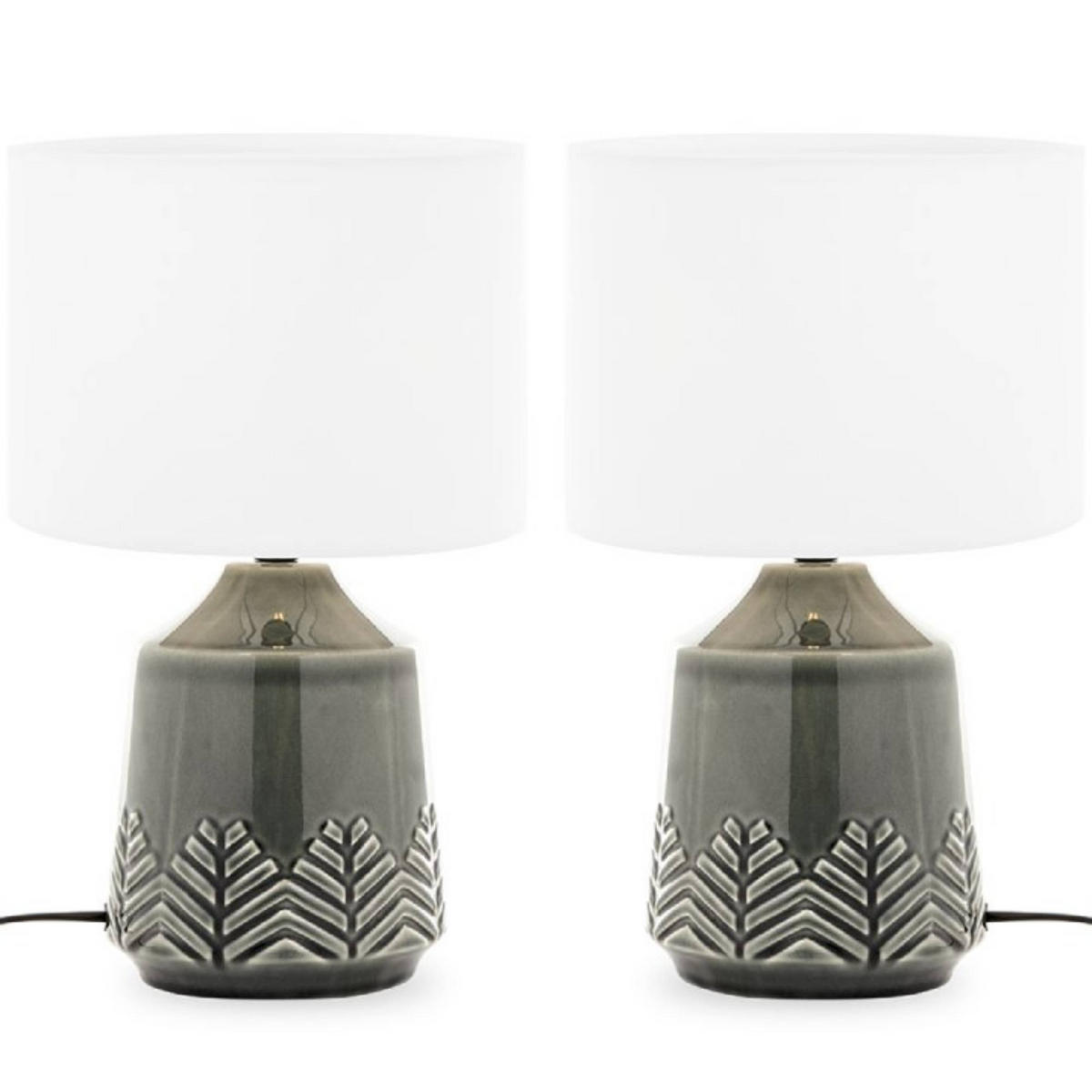 TISCHLAMPE HYSSO 2-er Set, Grau/Weiß - Weiß/Grau, Keramik/Textil (24/24/41cm) - KONSIMO®