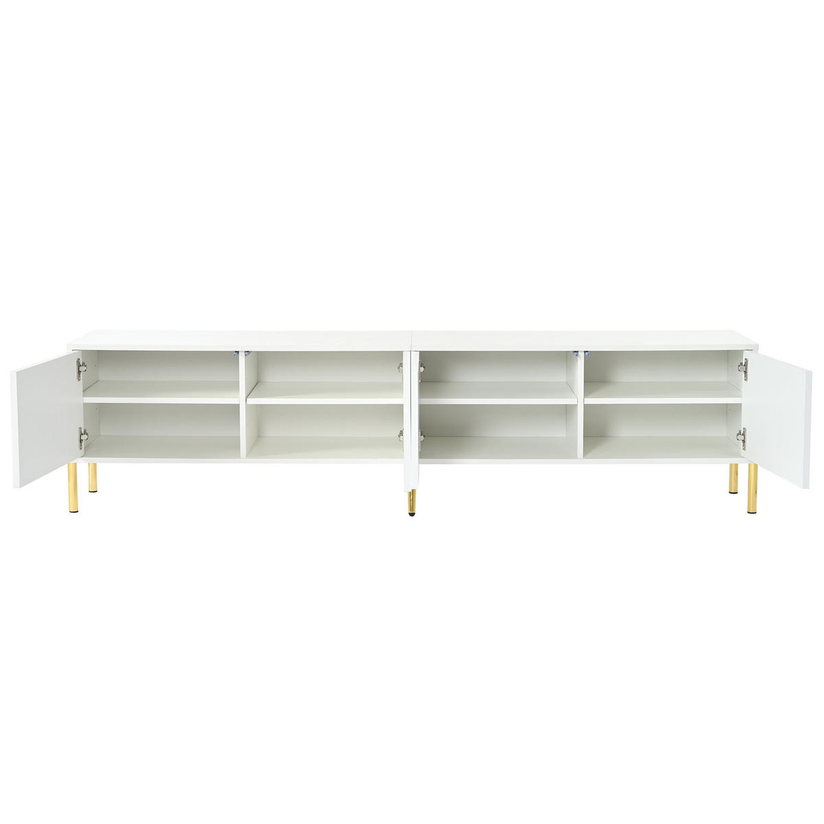 TV-ELEMENT 190/38/48 cm Weiß mit goldene Tischbeine und gerilltes Türdesign - Weiß, Holz (190/48/38cm) - Oxeza