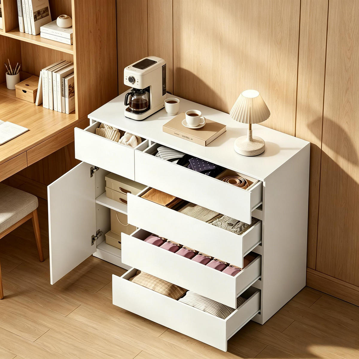 KOMMODE Weiß 100/40/80 cm - Weiß, Holzwerkstoff (100/80/40cm) - PANGIVO