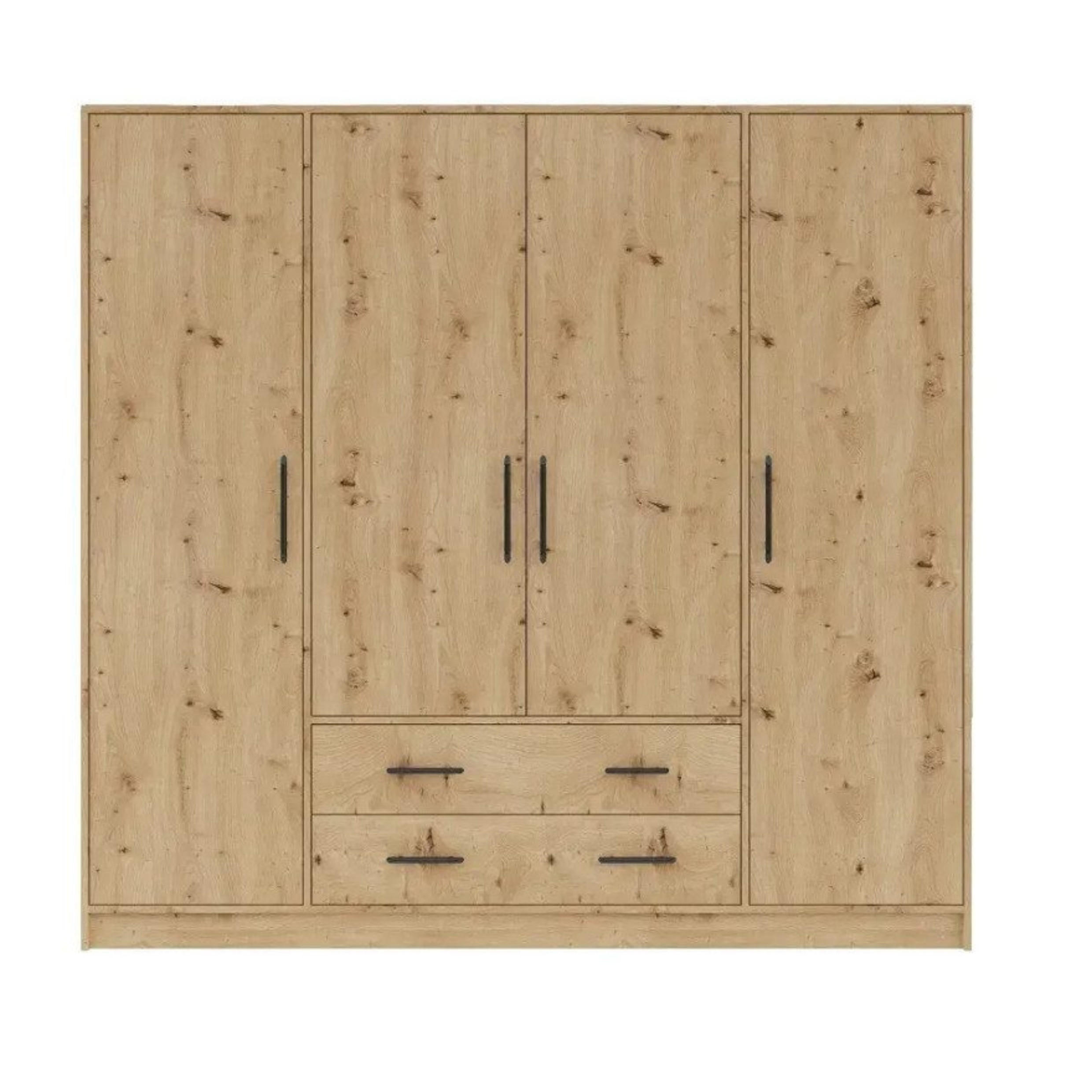 KLEIDERSCHRANK SAM SR1 200 / 190 / 56 cm 4-türig Eiche Artisan - Eiche Artisan, Holzwerkstoff (200/190/56cm) - Deine Möbel 24