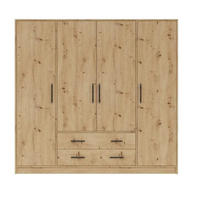 KLEIDERSCHRANK SAM SR1 200 / 190 / 56 cm 4-türig Eiche Artisan - Eiche Artisan, Holzwerkstoff (200/190/56cm) - Deine Möbel 24