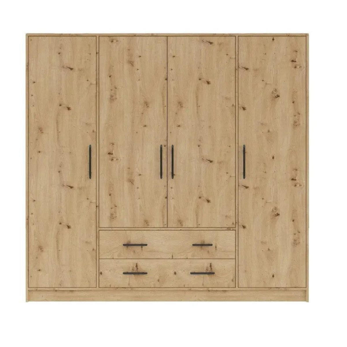 KLEIDERSCHRANK SAM SR1 200 / 190 / 56 cm 4-türig Eiche Artisan - Eiche Artisan, Holzwerkstoff (200/190/56cm) - Deine Möbel 24