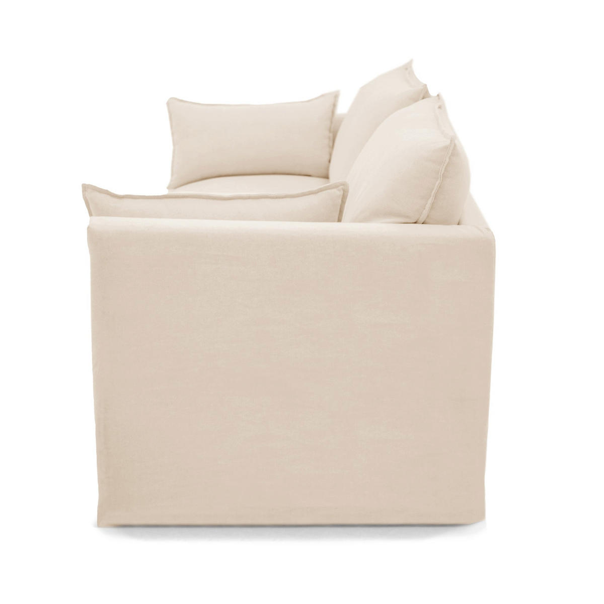 SCHLAFSOFA GERADE Leinen und Baumwolle Creme 206cm - Creme, Textil (206/93/89cm) - Sia Home