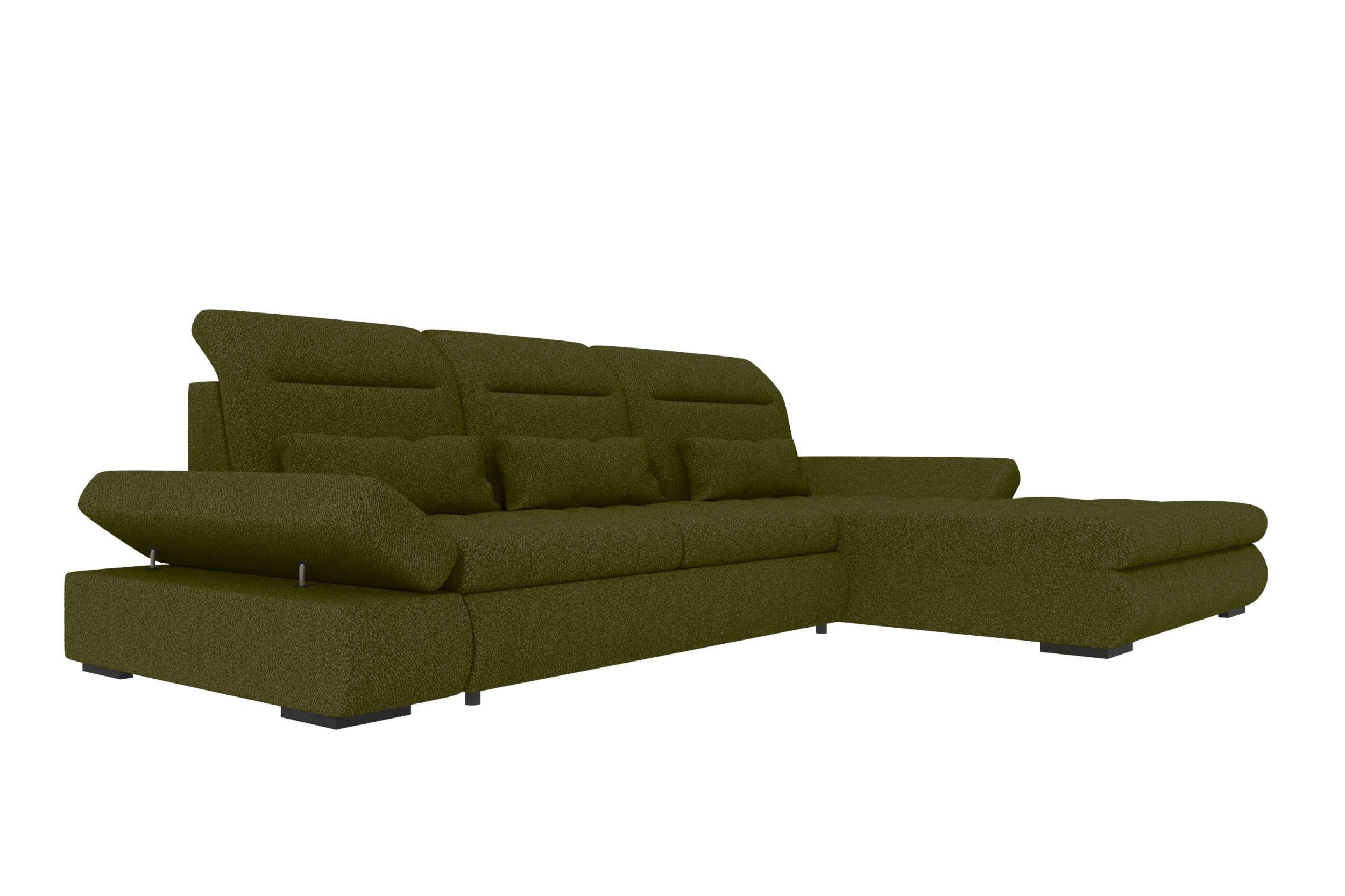 ECKSOFA Toscana Plus Strukturstoff inkl. Schlaffunktion - Grün, Textil (300/179cm) - 99rooms