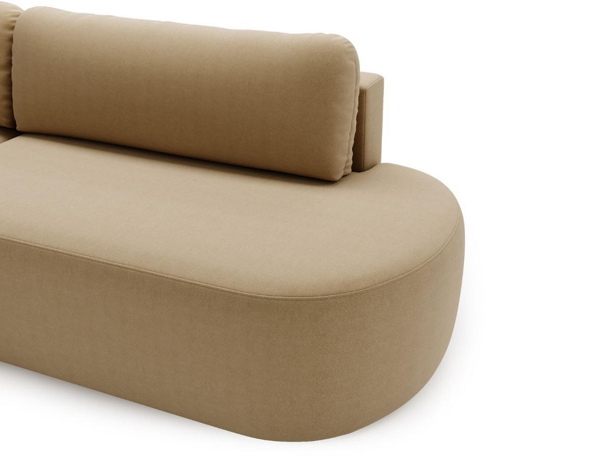 ECKSOFA Aurio O Bouclé-Stoff Hellbraun Links - Hellbraun, Holz/Textil (271/177cm) - Graingold
