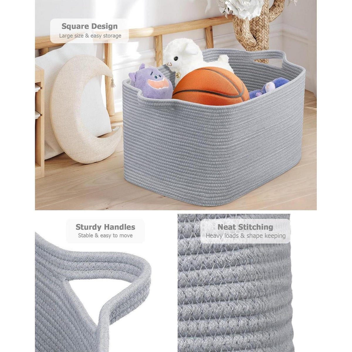 WÄSCHEKORB 2-teiliges Set Baumwolle Grau 63L - Grau, Textil (38/30/55cm)