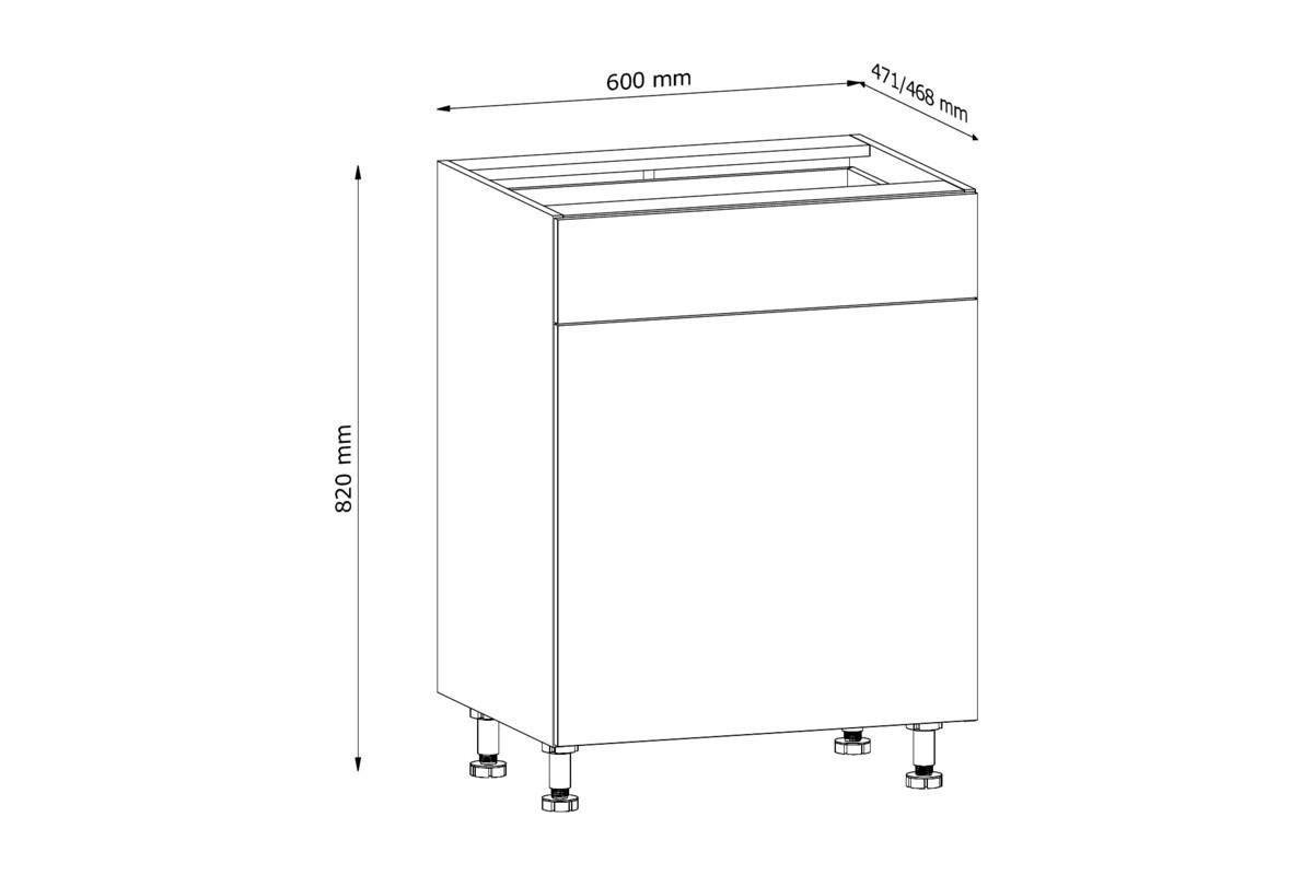 UNTERSCHRANK 60 cm – Nexa D60S1 – Beige / Griff aus Metall - Beige, Holzwerkstoff (60/82/47cm) - ROYAL24_MARKT