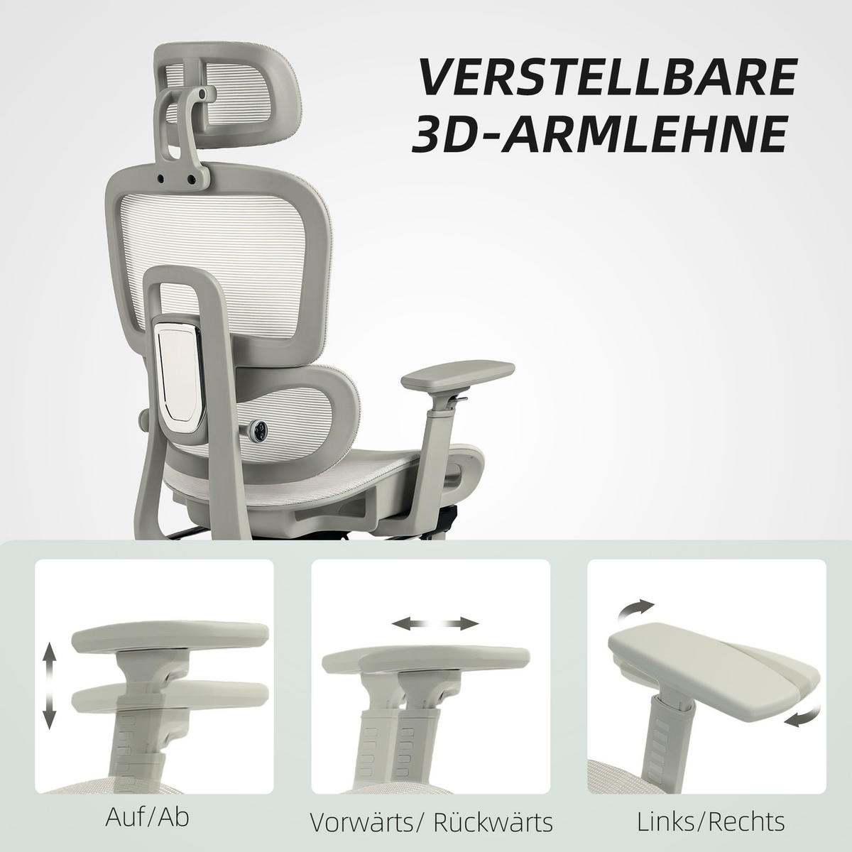 BÜROSTUHL mit Wippfunktion Liegefunktion Ergonomisch Höhenverstellbar Beige - Beige/Schwarz, Kunststoff/Textil (64/122/66cm) - HOMCOM