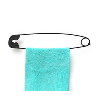 HANDTUCHHALTER Sicherheitsnadel Metall Schwarz 62 cm - Schwarz, Metall (62/12/5.5cm) - DanDiBo