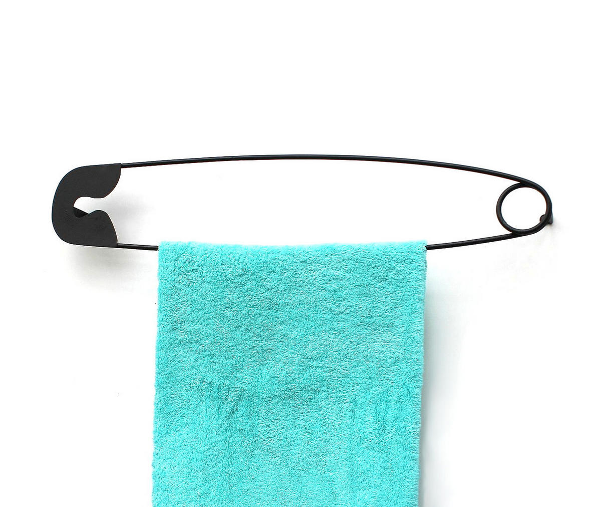 HANDTUCHHALTER Sicherheitsnadel Metall Schwarz 62 cm - Schwarz, Metall (62/12/5.5cm) - DanDiBo