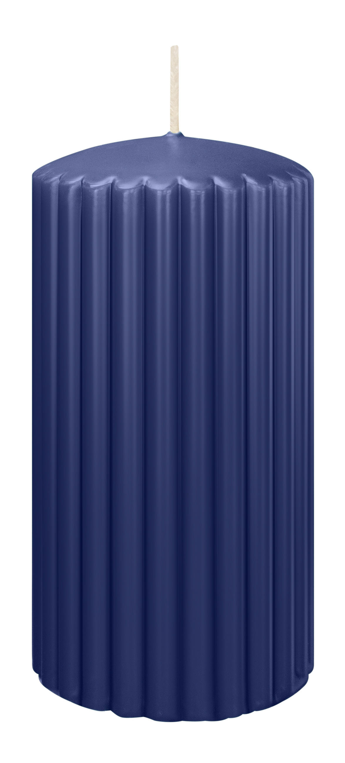 RILLEN KERZEN Dunkelblau 150 x Ø 80 mm, 4 Stück - Dunkelblau, Paraffin (8/15/15cm) - Wiedemann Kerzen
