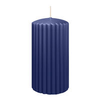 RILLEN KERZEN Dunkelblau 150 x Ø 80 mm, 4 Stück - Dunkelblau, Paraffin (8/15/15cm) - Wiedemann Kerzen