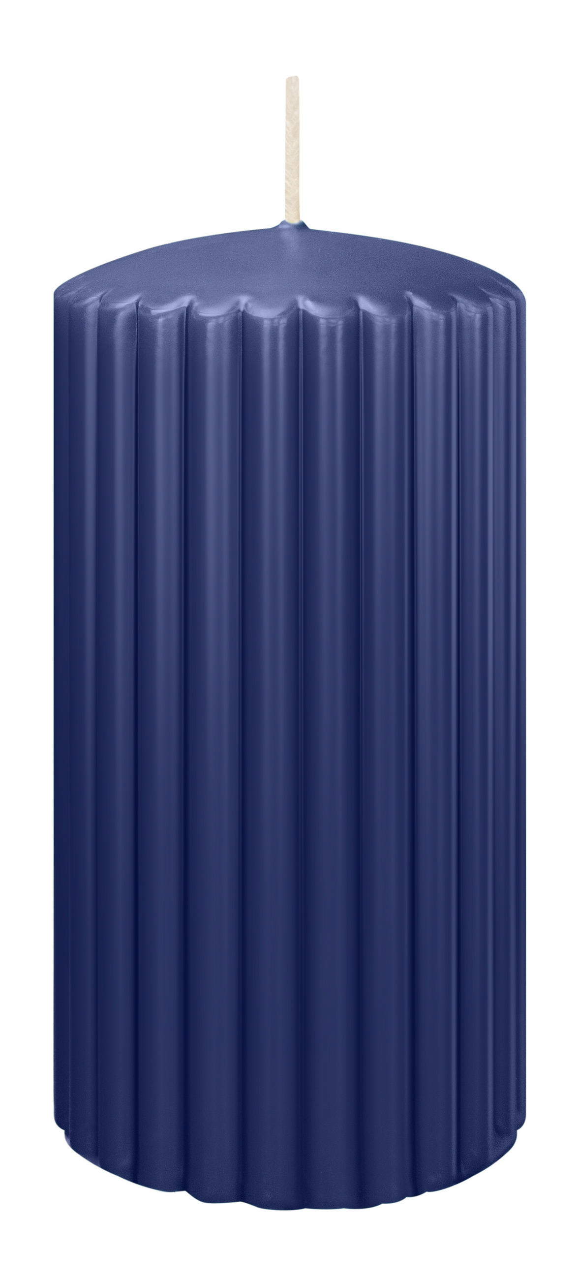 RILLEN KERZEN Dunkelblau 150 x Ø 80 mm, 4 Stück - Dunkelblau, Paraffin (8/15/15cm) - Wiedemann Kerzen