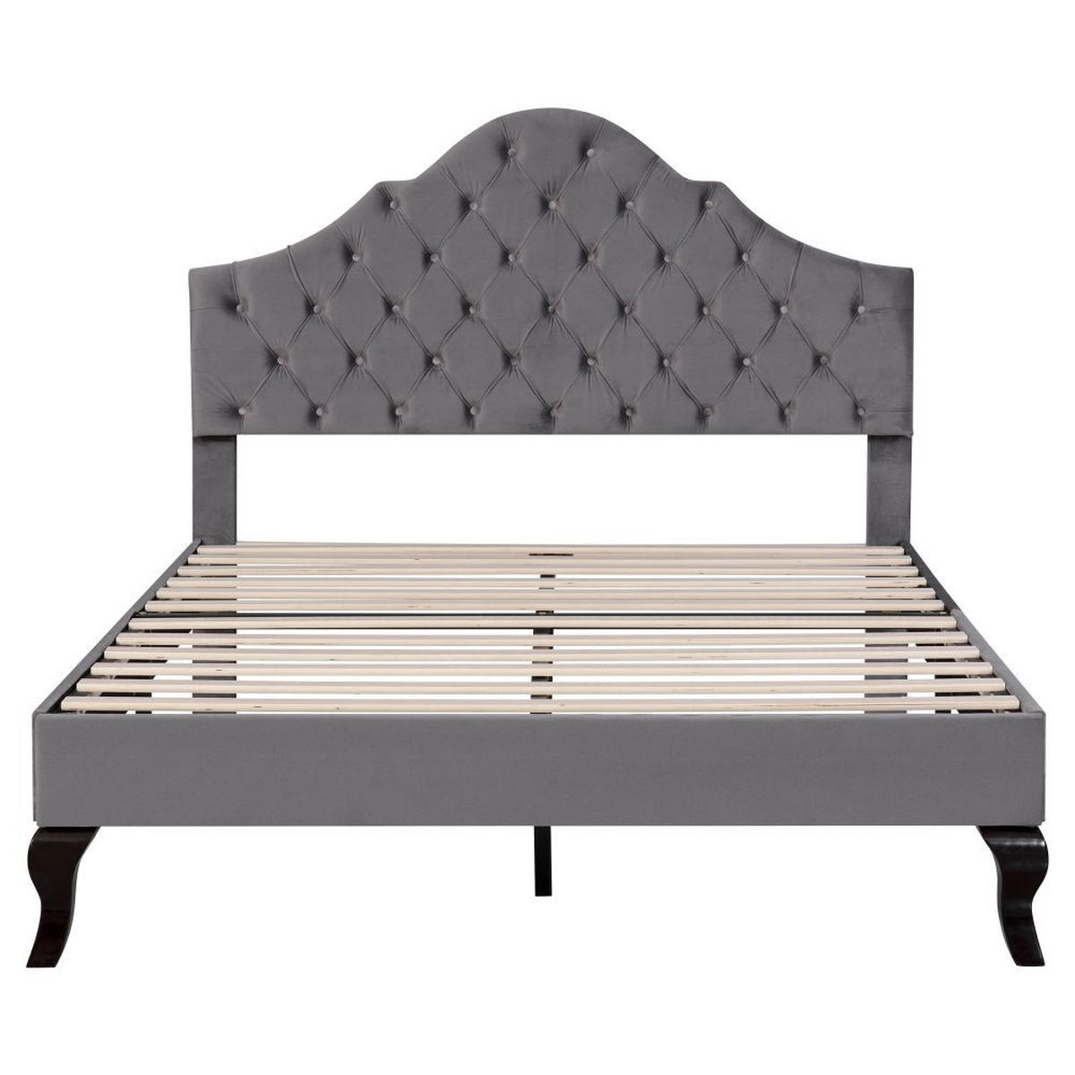 POLSTERBETT 140/200 cm in Grau Samt, Höhenverstellbares - Grau, Holz/Textil (140/200cm) - KOMHTOM