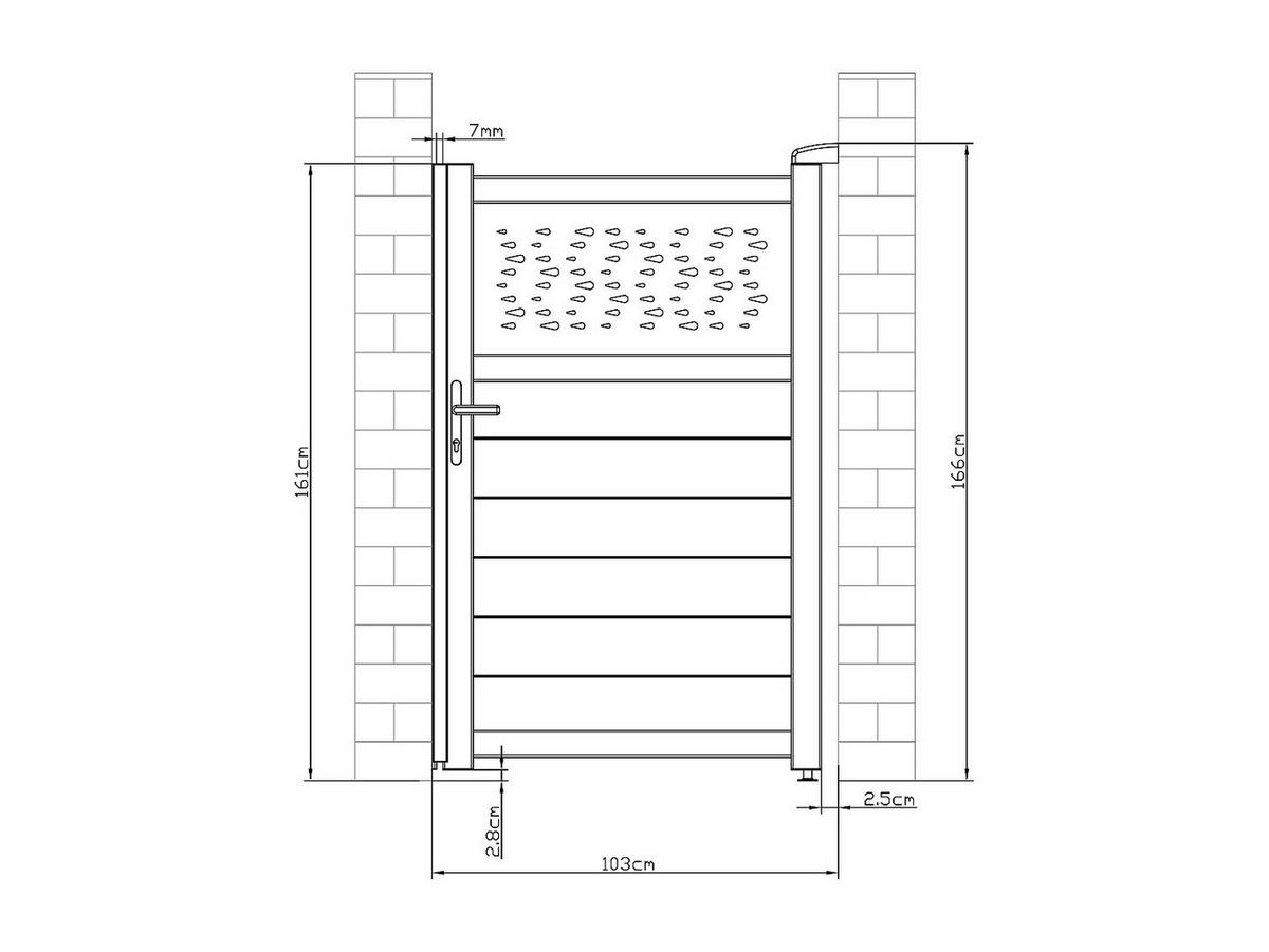 EINGANGSTOR - 100cm x 4.6cm - Aluminium - anthrazitgrau - BAZIO - Anthrazit, Metall (100/161cm) - Vente-Unique