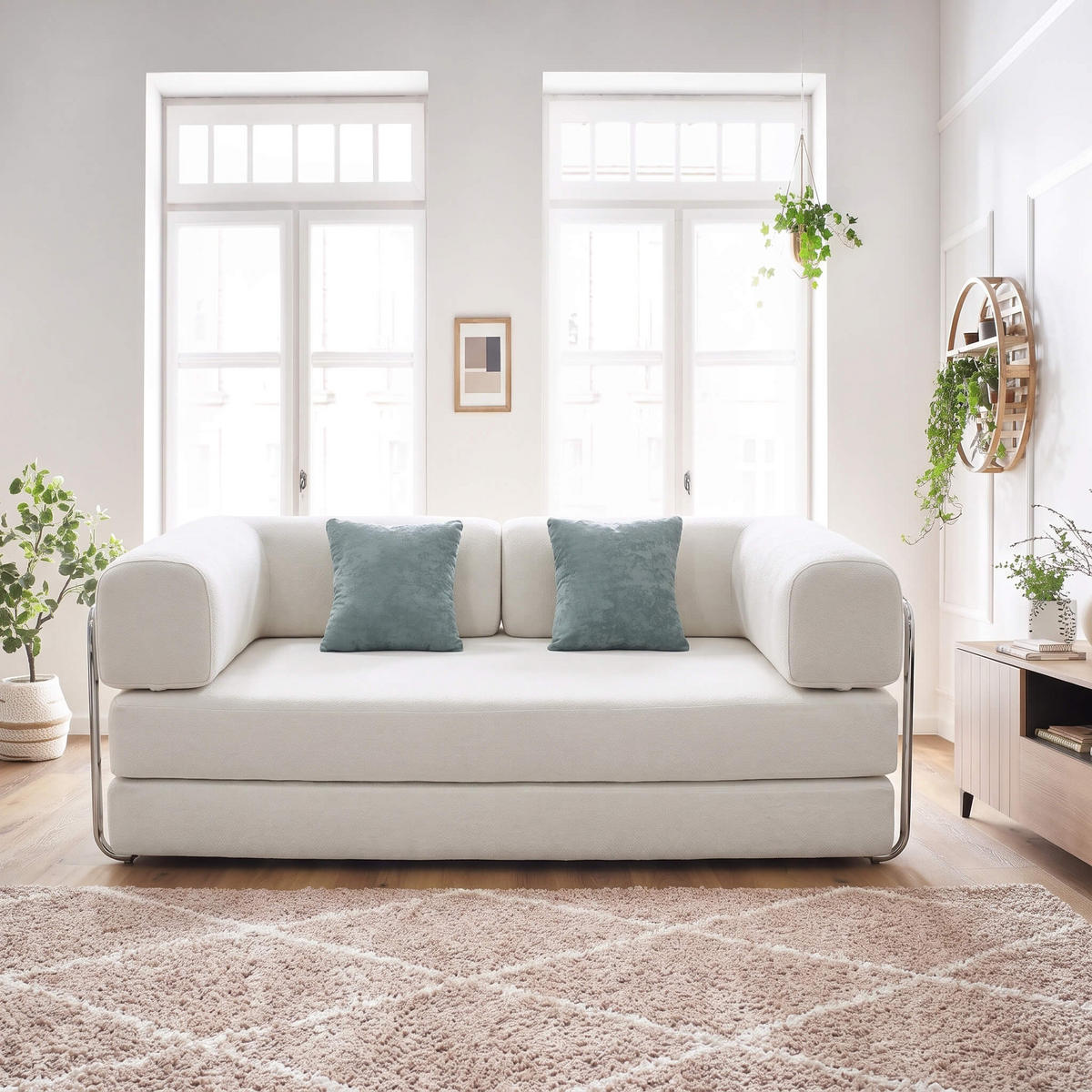 SCHLAFSOFA Kaia Weiß Salbei - Weiß, Textil (180/70/100cm) - COCO Living