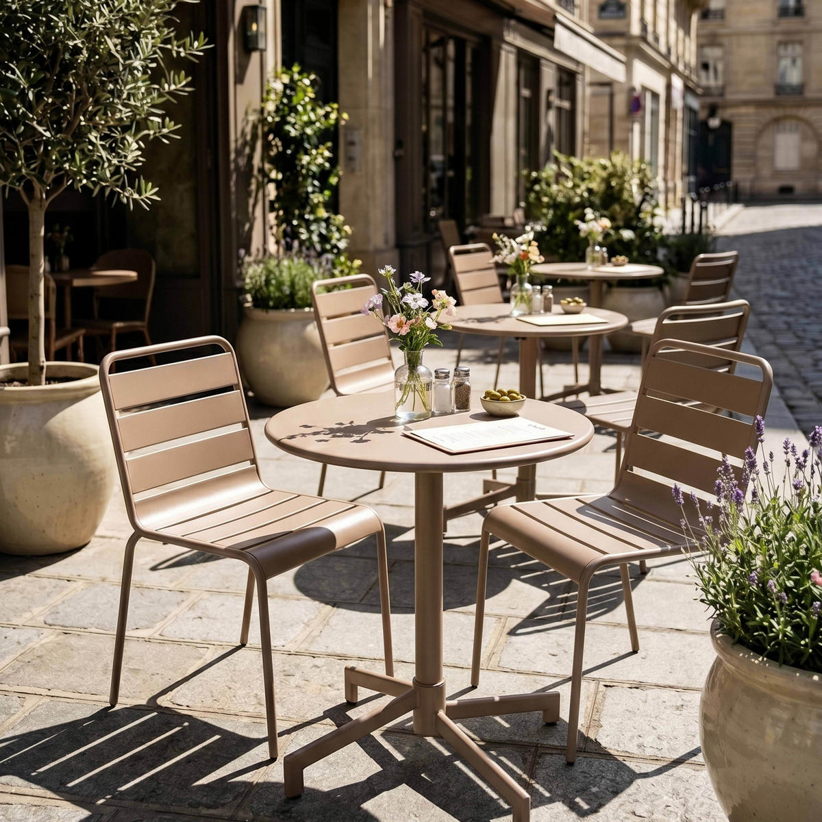 GARTENSET 3-tlg., Taupe - Taupe, Metall - Oviala