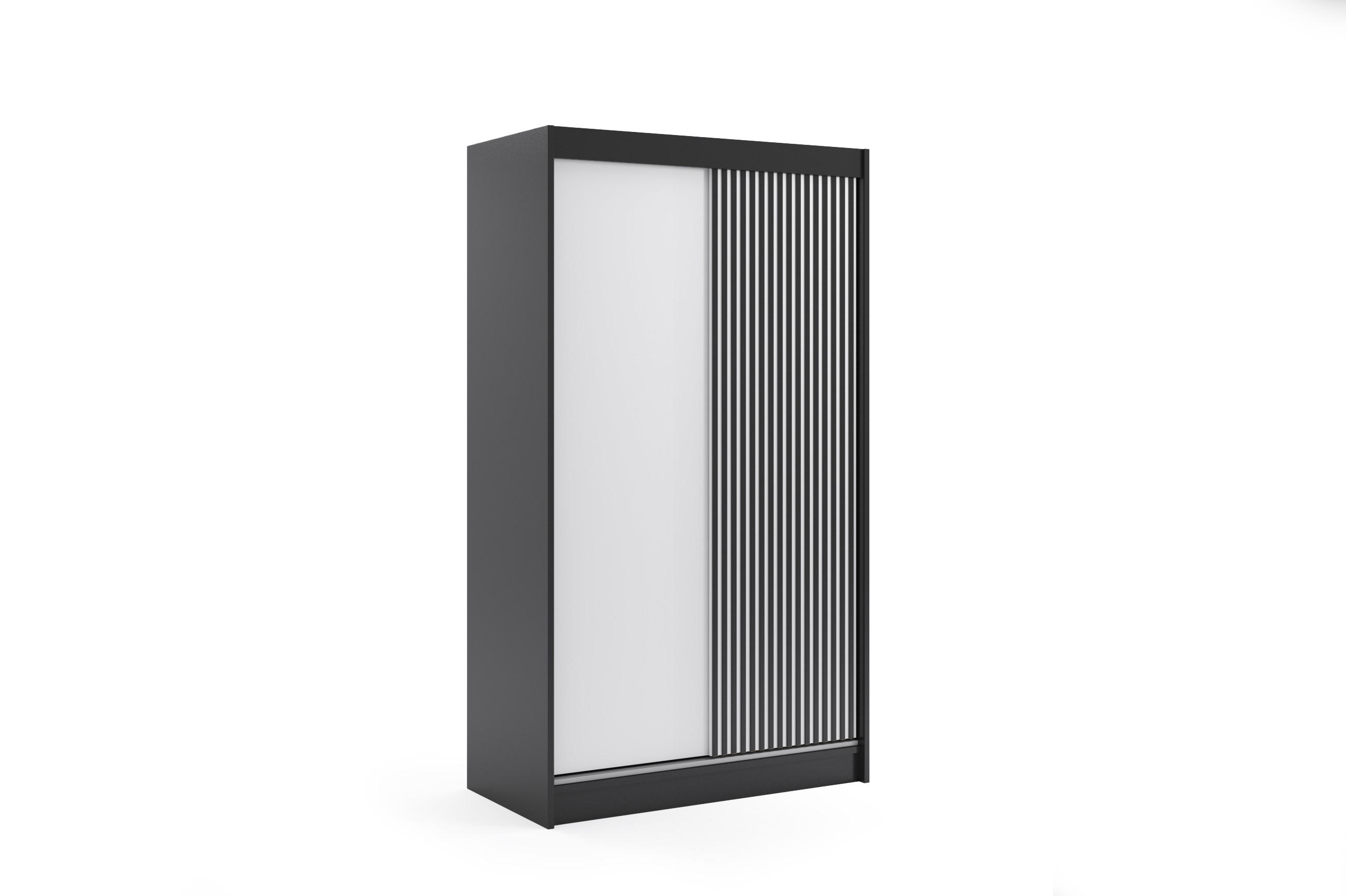 KLEIDERSCHRANK VILAN mit Lamel - 120 cm - Schwarz - Schwarz, Holzwerkstoff (120/215/61cm) - ALTDECOR