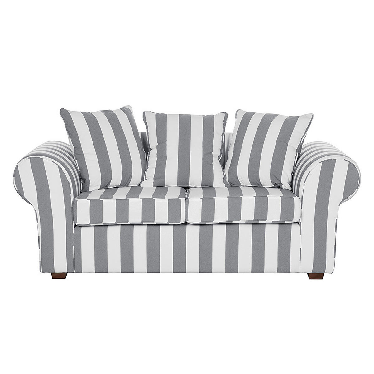 2-SITZER SOFA - Webstoff, gestreift - Grau, Textil (187/88/88cm) - home24