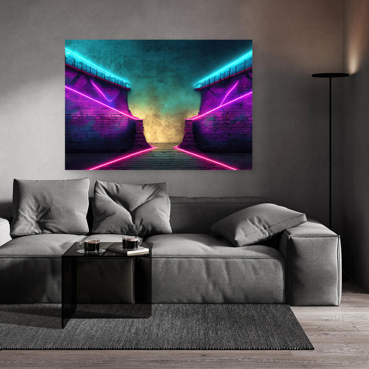 WANDBILD neon textur abstrakt - Lila, Textil (60/40cm) - Feeby