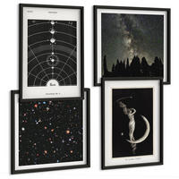 BILDER SET 4er Set - 50x50 cm & 40x60 cm Schwarzer Rahmen - Galaxie im Sonnensystem - Schwarz, Kunststoff (50/50cm) - TULUP