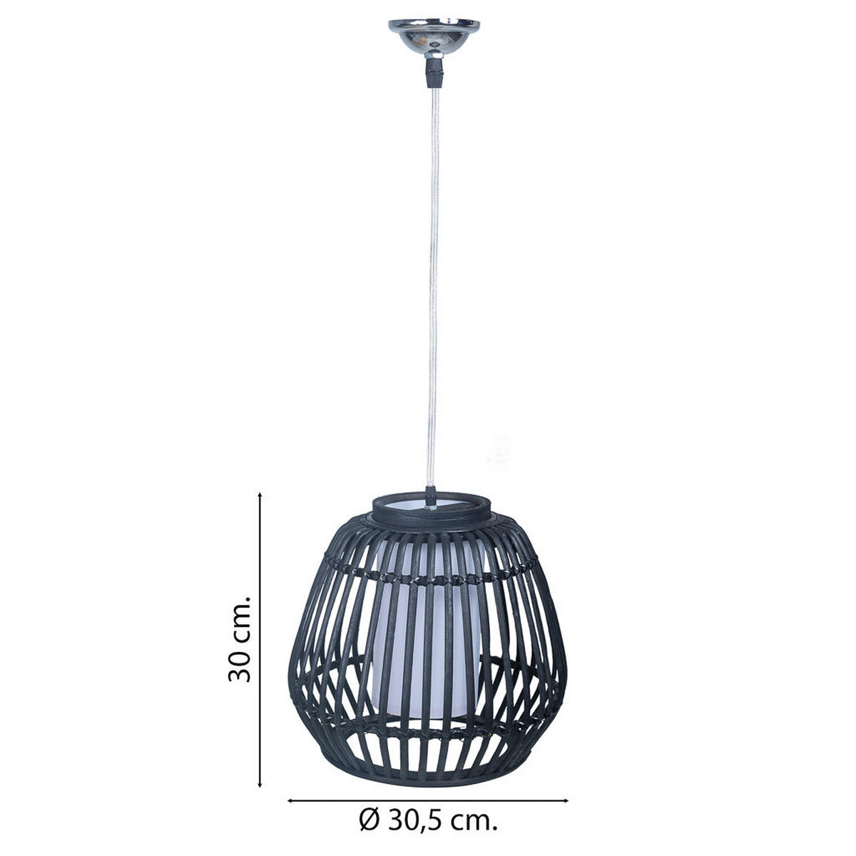 LAMPE, schwarz, 31x30cm - Schwarz, Naturmaterialien (30.5/30.5/30cm) - Wanderlust