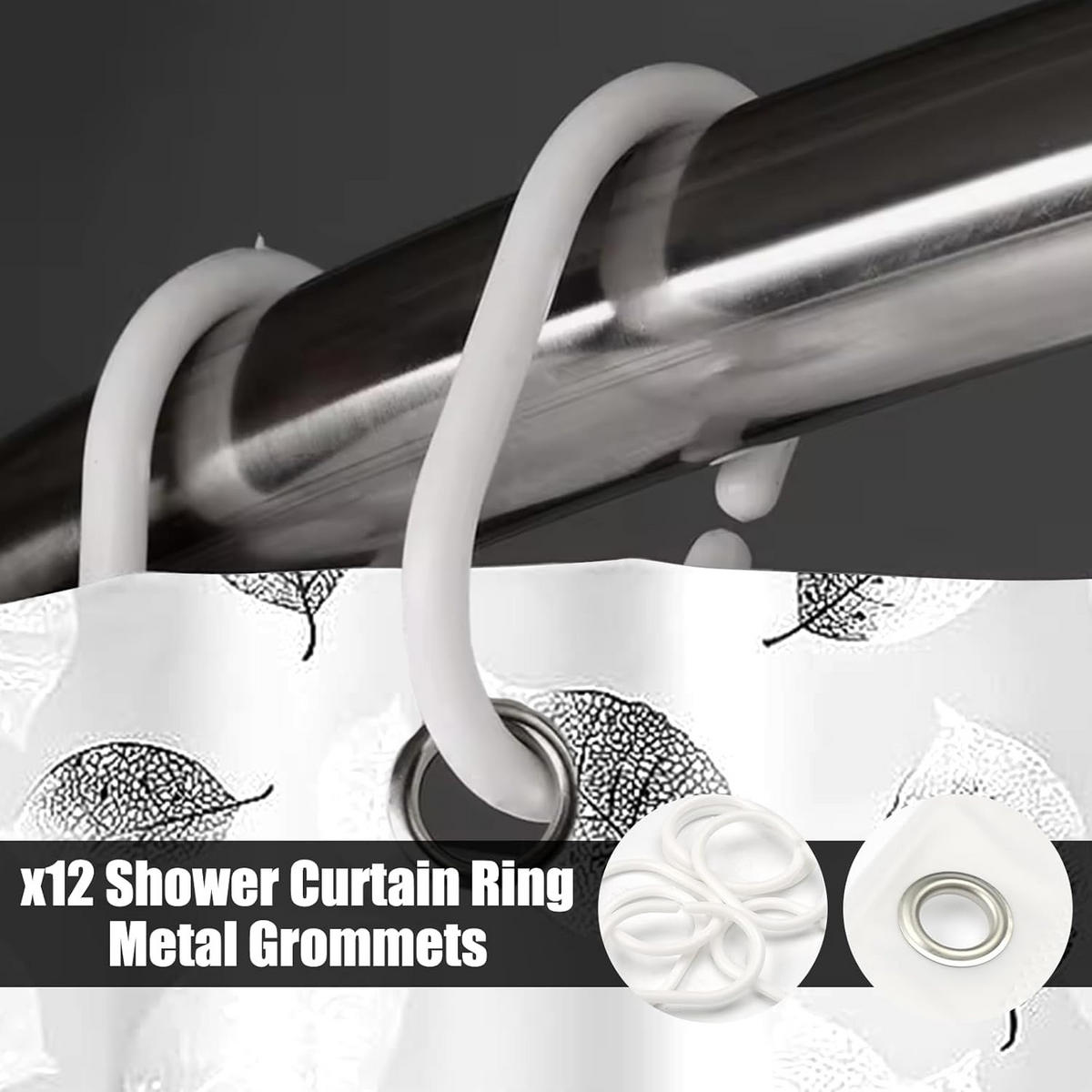 DUSCHVORHANG Weiß Badewanne mit Ringen für Badewannen und Badezimmer - Multicolor, Textil (200/180cm) - MCBOSON