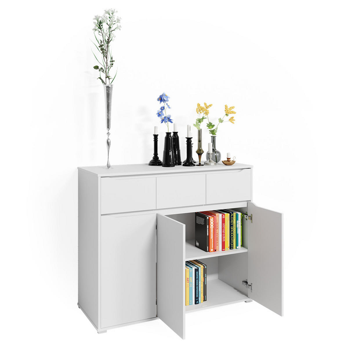 KOMMODE Ruben Weiß 120 x 101.6 cm mit Schubladen - Weiß, Holzwerkstoff (48/101.6/120cm) - Vicco
