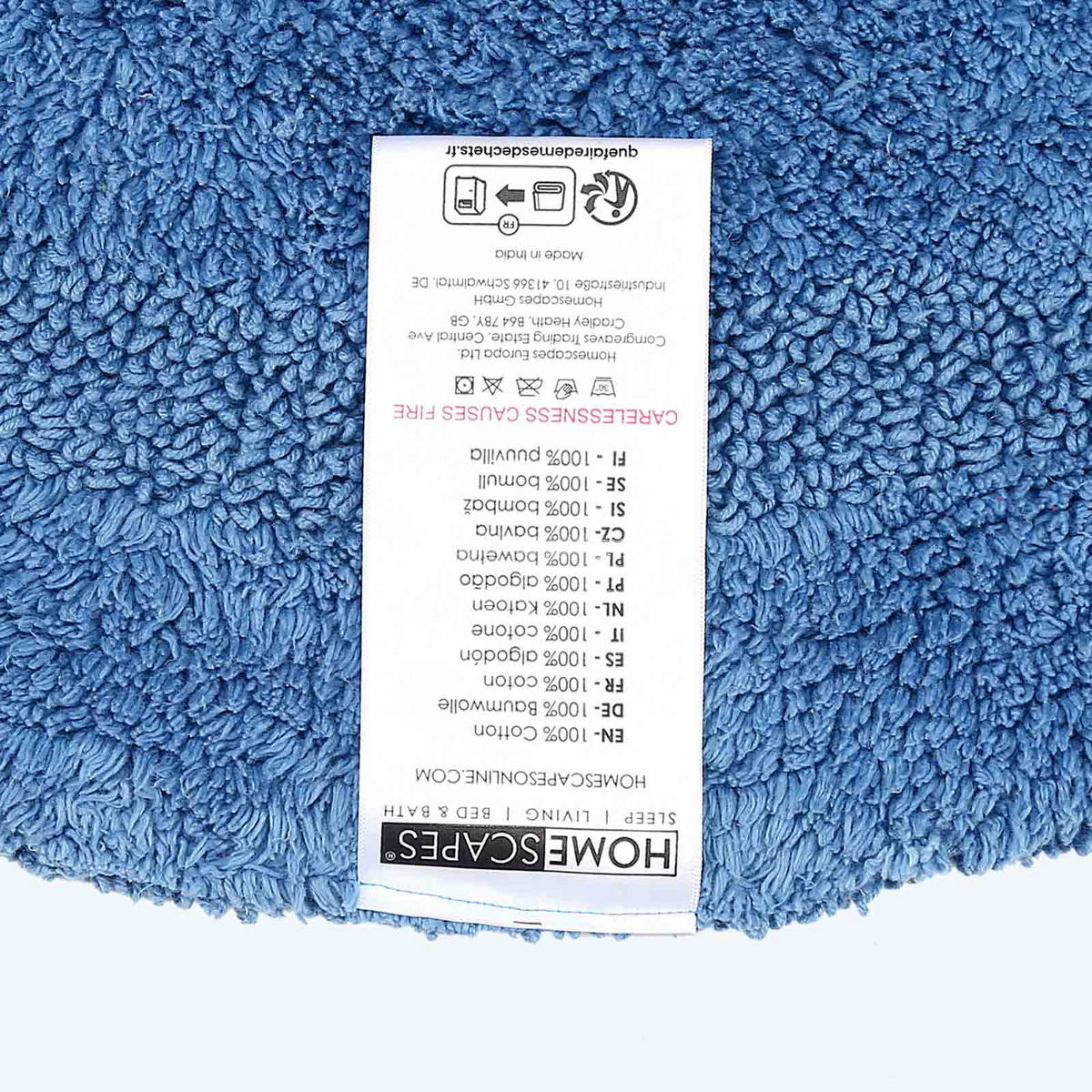 BADEMATTE 80 cm rund, 100% Baumwolle, wendbar - Blau, Textil (80/80cm) - Homescapes