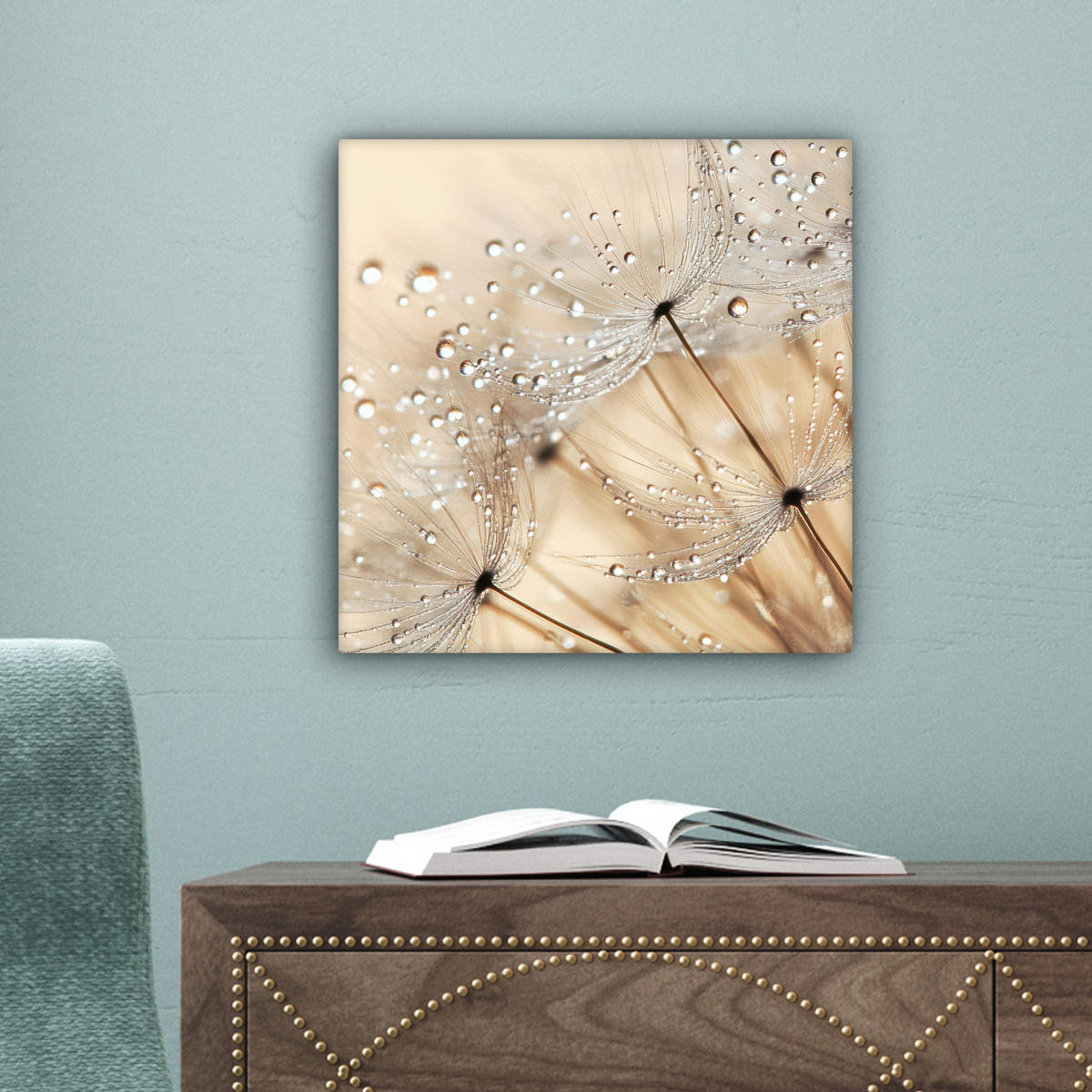 LEINWANDBILD Löwenzahn - Abstrakt - Natur - Beige 20x20 cm - Braun, Textil (20/20cm) - MuchoWow