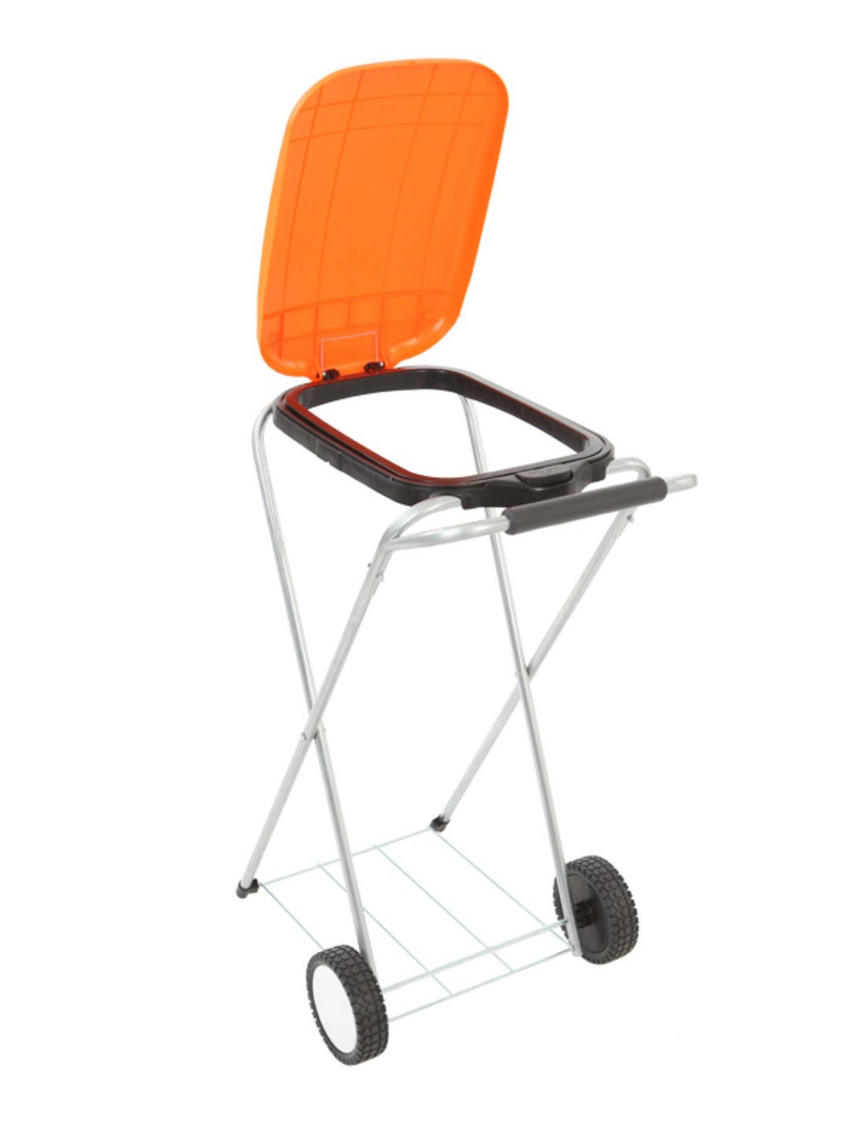 MÜLLEIMER Klassischer Abfallsackständer Mit Deckel und Rollen 83 x 44 x 56 cm Verzinkte Rohre Orange - Orange, Metall (44/83/56cm) - PROREGAL