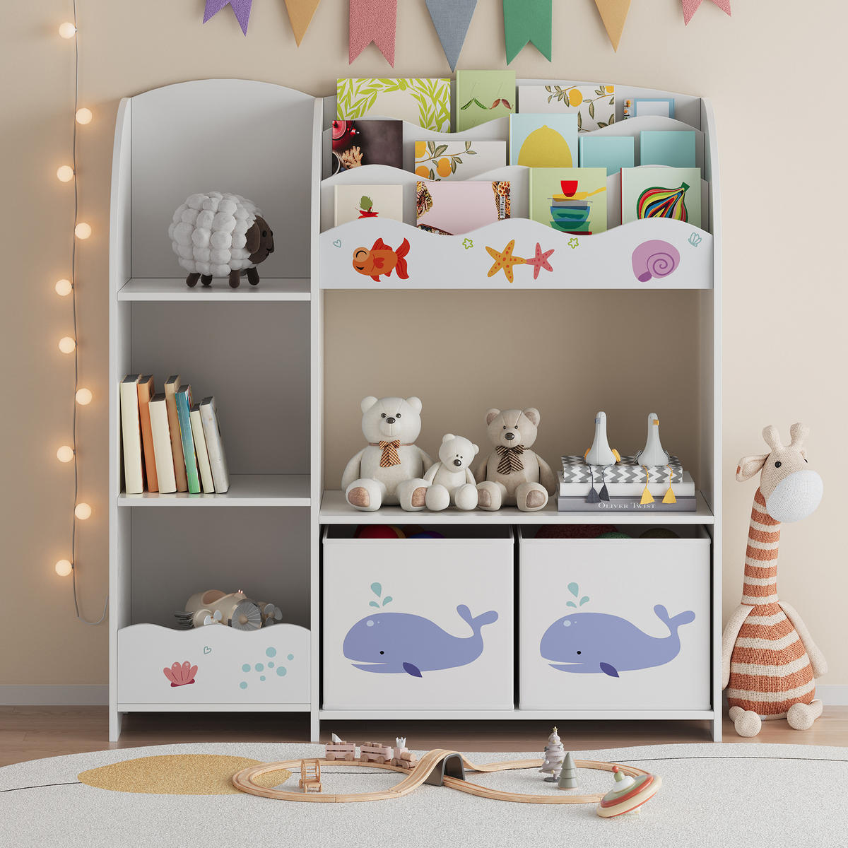 KINDERREGAL Lysekil - Lila, Holzwerkstoff (93/100/30cm) - [en.casa]