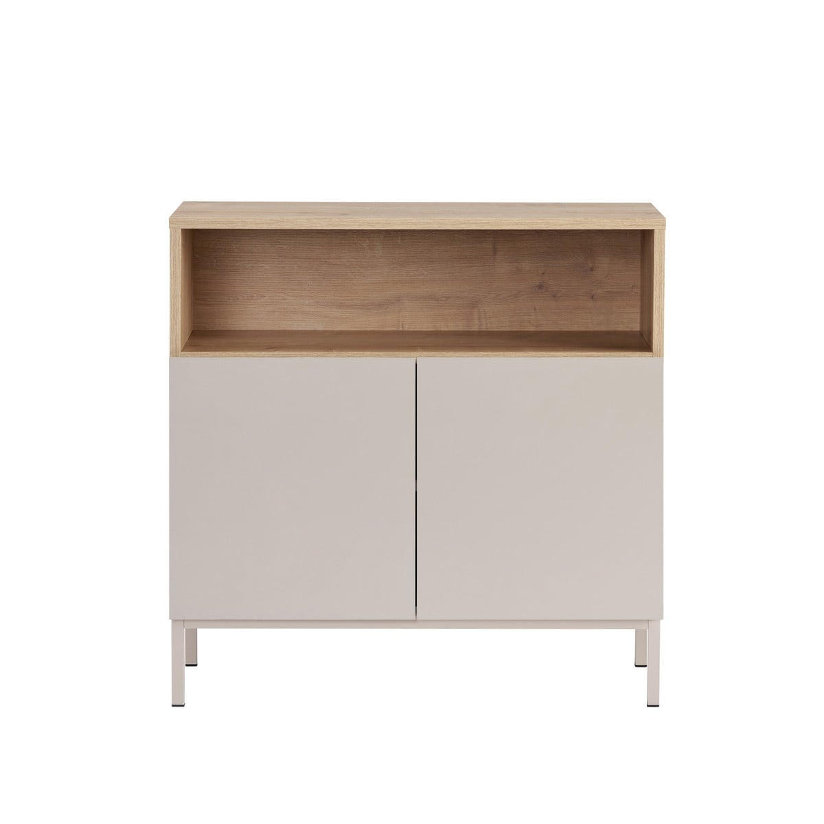SIDEBOARD 2 Türen Fach Kaschmir- und Holzdekor 40/80/80 cm - Beige, Holzwerkstoff (40/80/44cm) - Calicosy