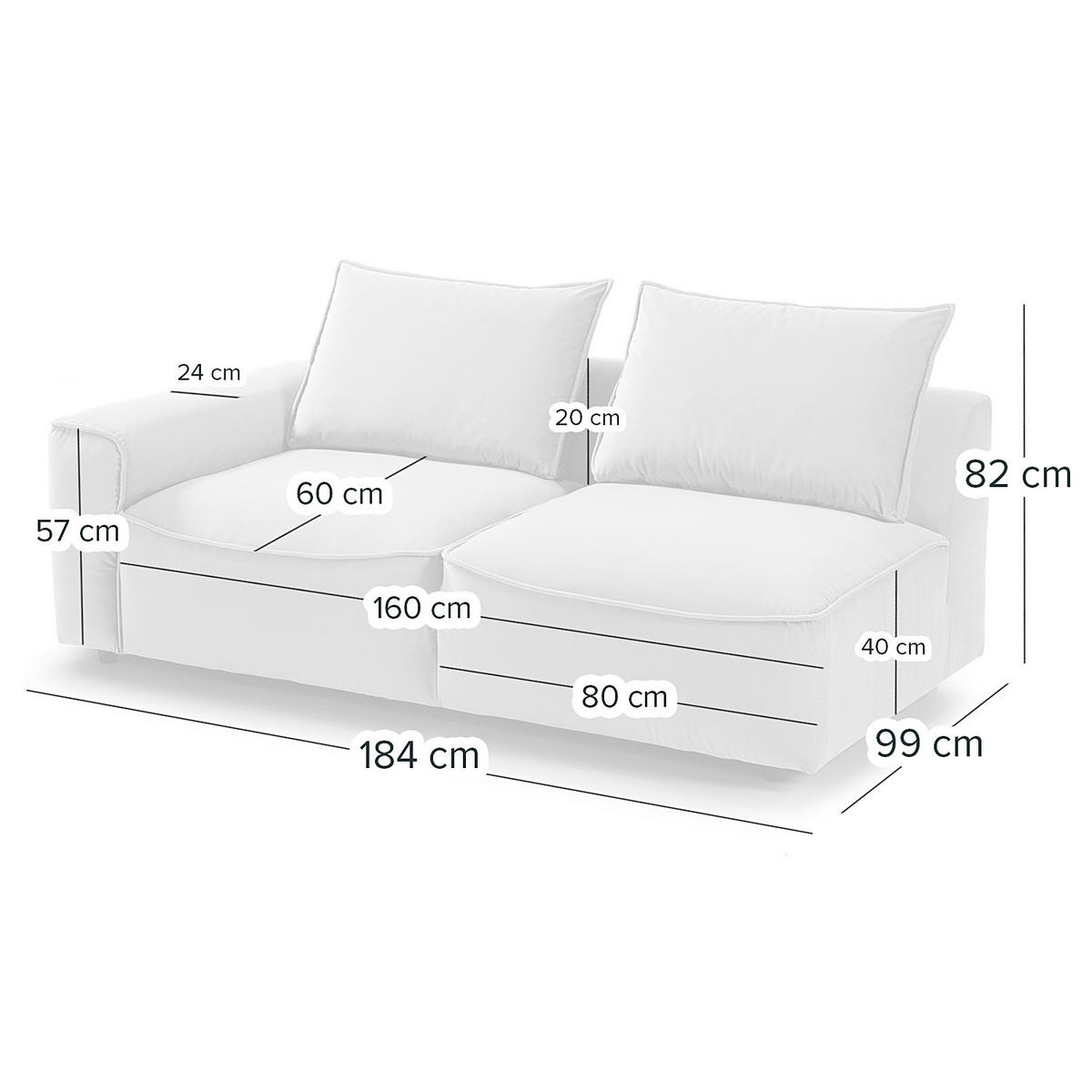 2,5-SITZER SOFA - modular - Beige/Schwarz, Kunststoff/Textil (184/82/99cm) - home24