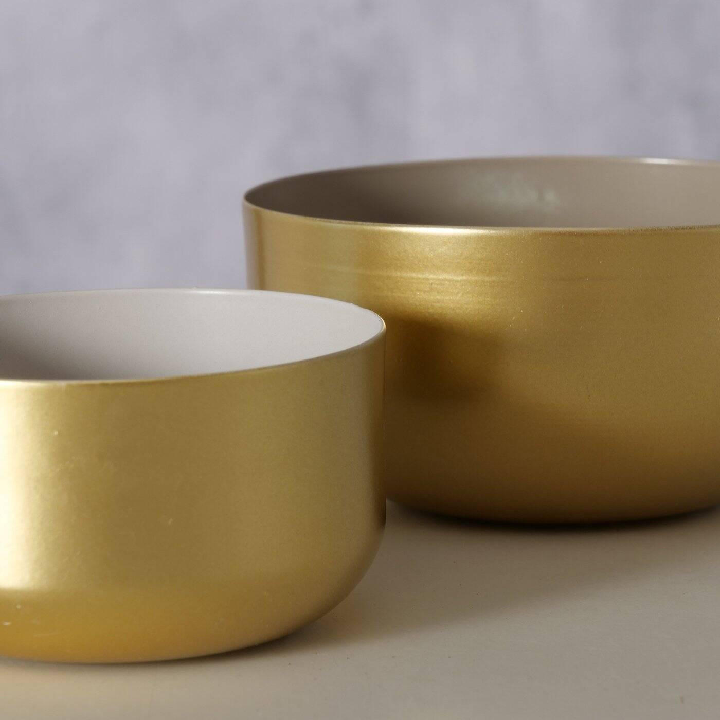 DEKORATIVE SCHALEN Gold 2er-Set - Goldfarben, Metall (6cm) - Boltze Home