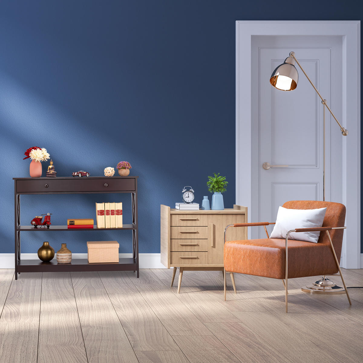 KONSOLENTISCH - Dunkelbraun, Holzwerkstoff (30/100/80cm) - Relaxdays