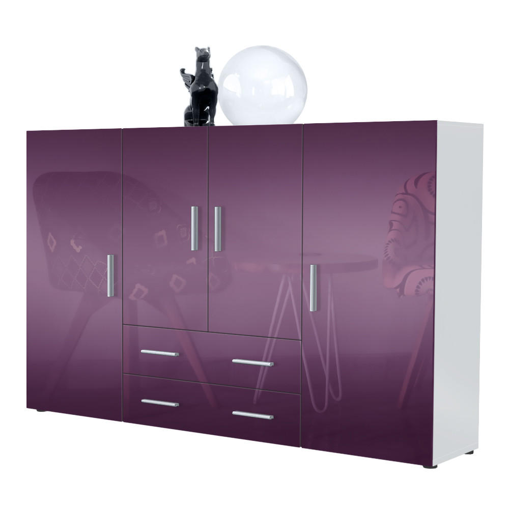 HIGHBOARD Nora Front in Brombeer Hochglanz - Brombeere, Holzwerkstoff (166/106/35cm) - Vladon