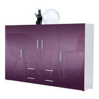HIGHBOARD Nora Front in Brombeer Hochglanz - Brombeere, Holzwerkstoff (166/106/35cm) - Vladon