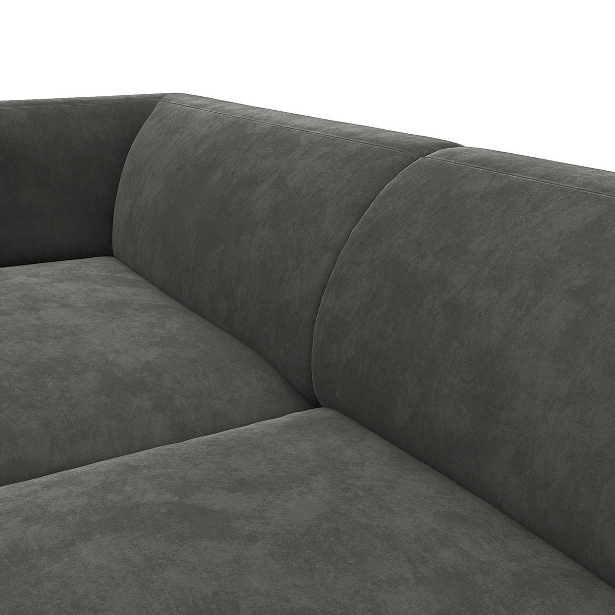 2,5-SITZER ECKSOFA mit Longchair - Schwarz/Grün, Textil/Metall (271/148cm) - home24