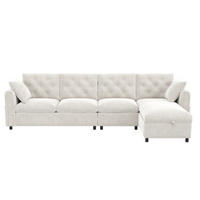 ECKSOFA 281/132/86 cm Beige aus Samt mit Bettfunktion und Stauraum - Beige, Textil (132/281cm) - OKWISH