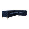 ECKSOFA Chesterfield Lexi Marineblau Samt, Ottomane rechts - Goldfarben/Dunkelblau, Holz/Textil (264/204cm) - S-Style Möbel