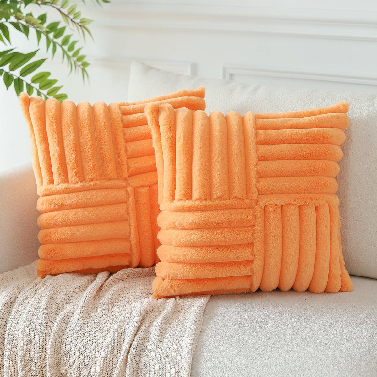 KISSENHÜLLE UNI Plüsch & Samt 45/45 cm - Orange, Textil (45/45cm) - Kaket