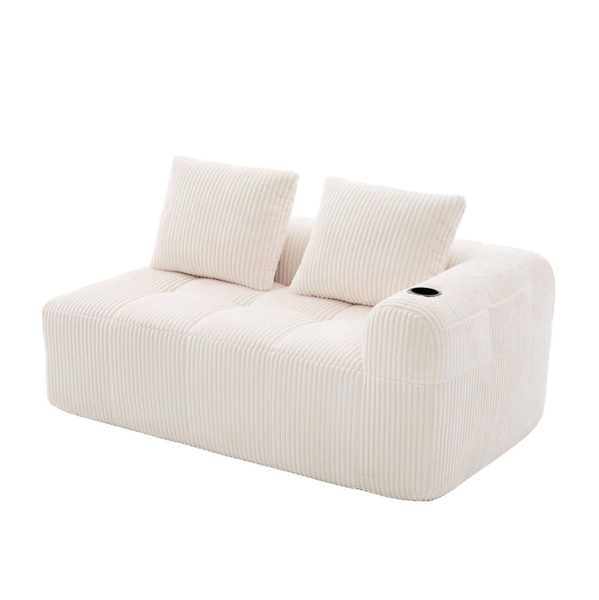 2-SITZER 158/93/61 cm Beige aus Cord mit Becherhalter - Beige, Textil (93/61/158cm) - OKMYHOME