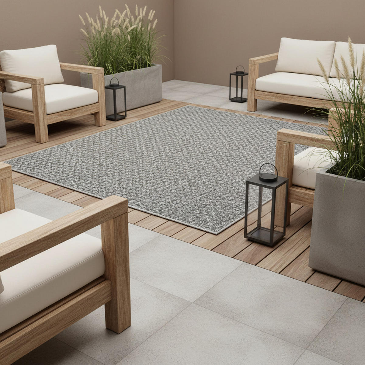 TEPPICH In-/Outdoor Flachgewebe Unidesign Polypropylen Terrasse Grau Rechteckig 200x290 - Grau, Textil (200/290cm) - KADIMA DESIGN