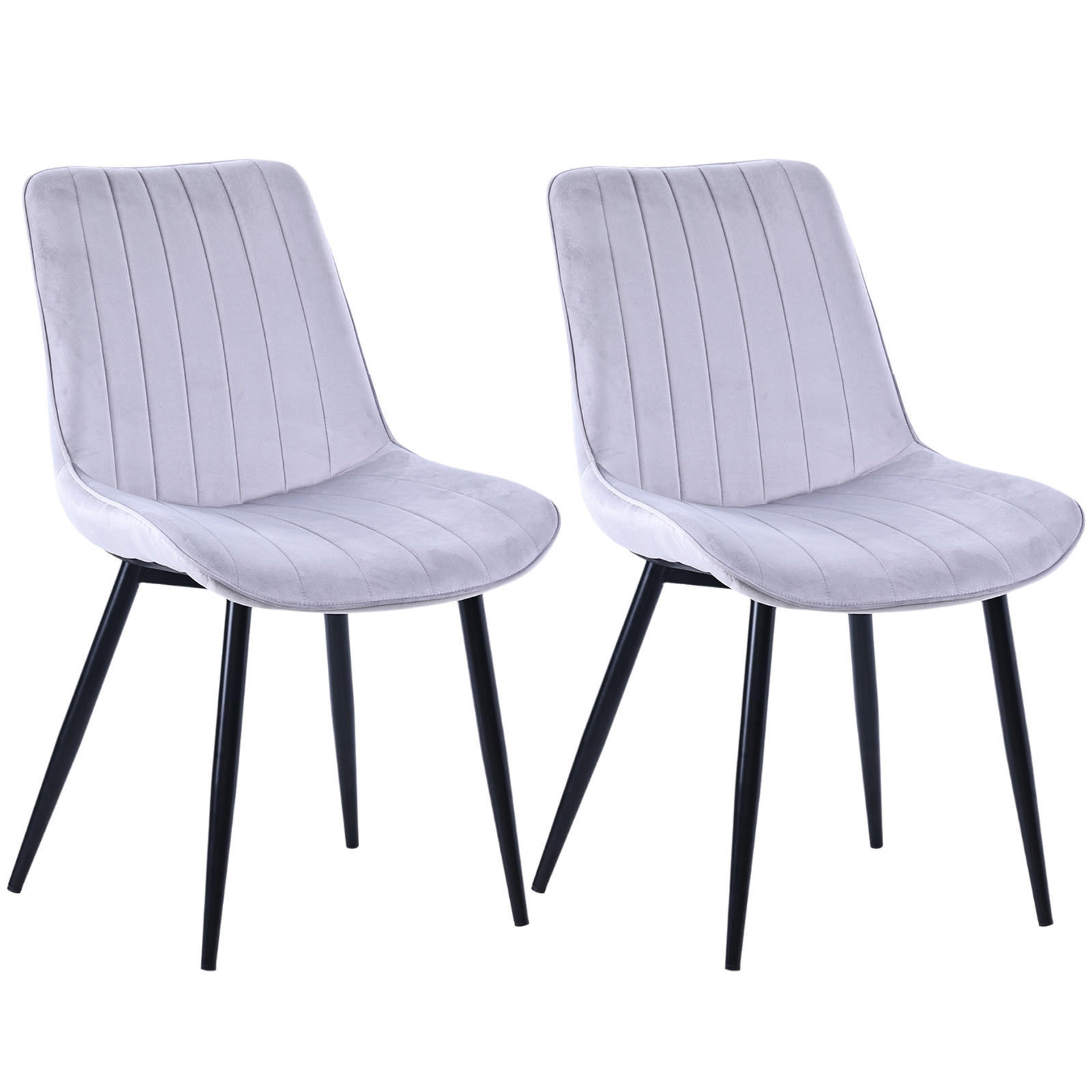 STUHL-SET 2 Stück aus Samt in Modernem Stil-YZ1 - Hellgrau, Textil/Metall (53/88/62.5cm) - HOMAVO