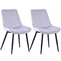 STUHL-SET 2 Stück aus Samt in Modernem Stil-YZ1 - Hellgrau, Textil/Metall (53/88/62.5cm) - HOMAVO