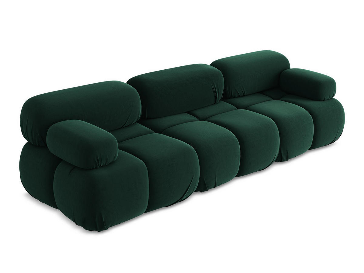 3-SITZER SOFA Samt Stoff Grün - Blau/Dunkelgrün, Kunststoff/Textil (285/70/96cm) - Makamii