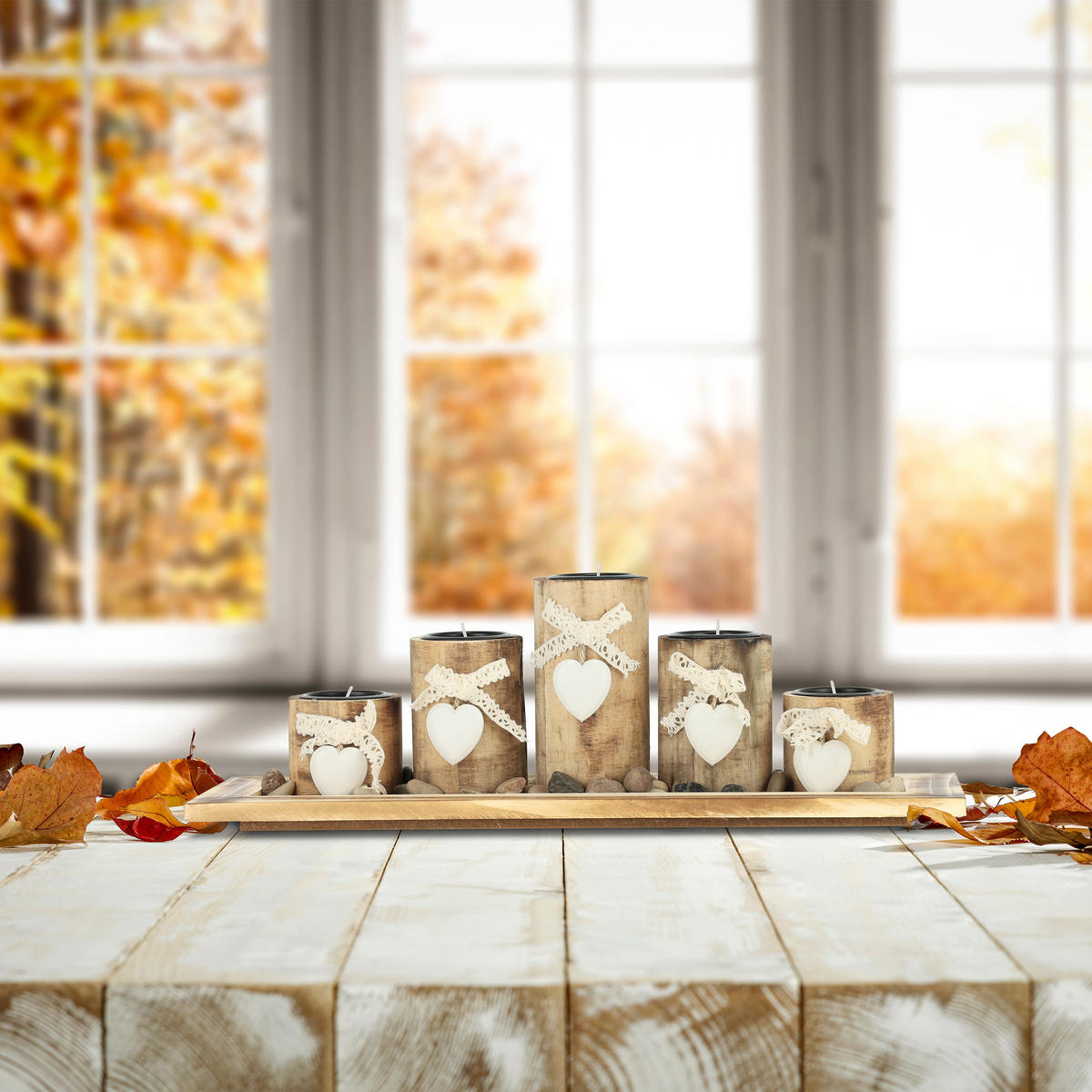 TEELICHTHALTER - Hellbraun, Holzwerkstoff (13.5cm) - Relaxdays